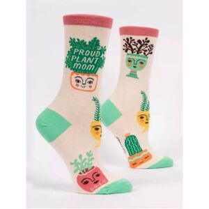 BlueQ Proud Plant Mom Sarah Walsh Crew Sock Soft Combed Cotton nwt